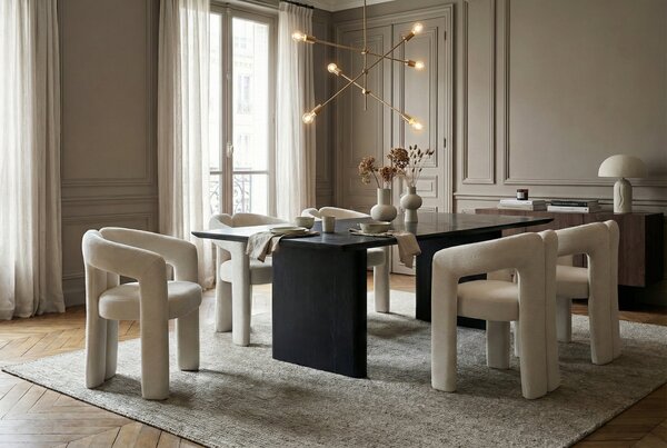 Designová jídelní židle ARCH krémově bílá colin bouclé Nábytek | Jídelní prostory | Jídelní židle | Klasické
