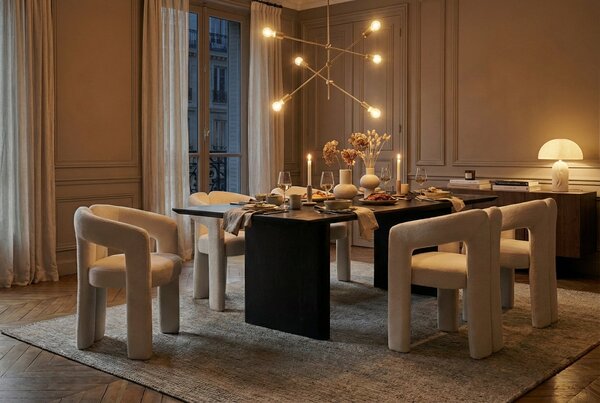 Designová jídelní židle ARCH krémově bílá colin bouclé Nábytek | Jídelní prostory | Jídelní židle | Klasické