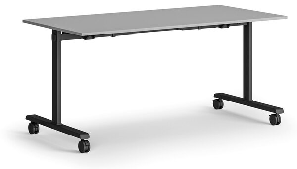 Mobilní stůl MATCH, 160x80 cm, černá podnož, šedá