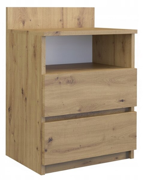 Noční stolek TopEshop dub artisan, 2 zásuvky, matný