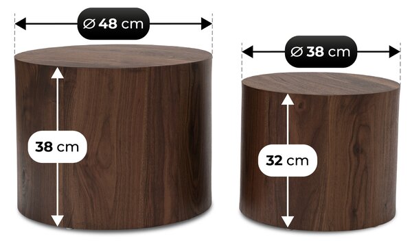 Konferenční stolek Mebel Elite kulatý 48 x 48 x 38 Cm dub ořech
