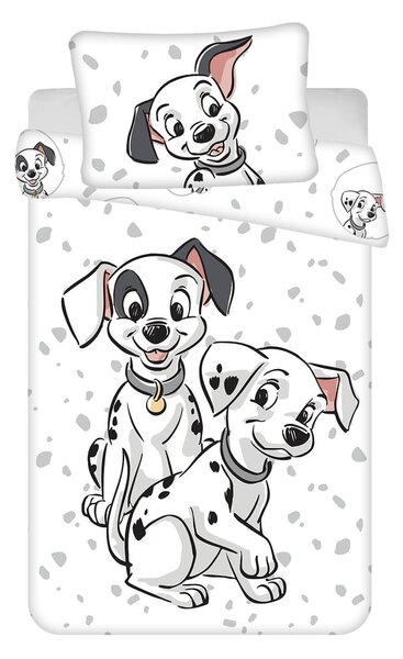 Bílé bavlněné dětské povlečení do postýlky 100x135 cm 101 Dalmatians – Jerry Fabrics