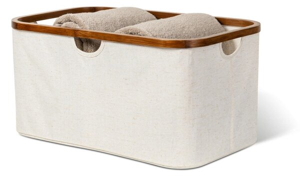 Krémový látkový koš na prádlo skládací Bamboo/Linen – Bigso