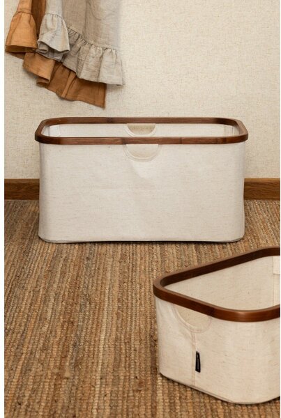 Krémový látkový koš na prádlo skládací Bamboo/Linen – Bigso