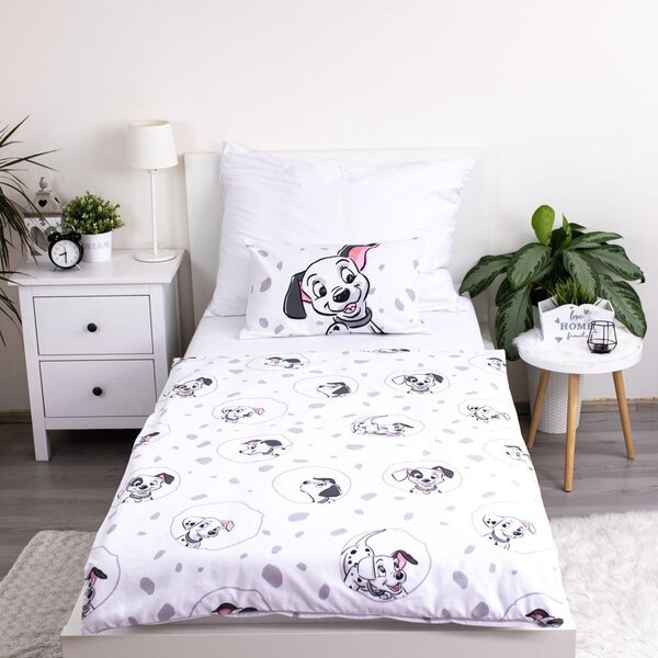 Bílé bavlněné dětské povlečení do postýlky 100x135 cm 101 Dalmatians – Jerry Fabrics