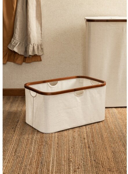 Krémový látkový koš na prádlo skládací Bamboo/Linen – Bigso
