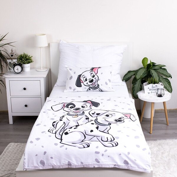 Bílé bavlněné dětské povlečení do postýlky 100x135 cm 101 Dalmatians – Jerry Fabrics