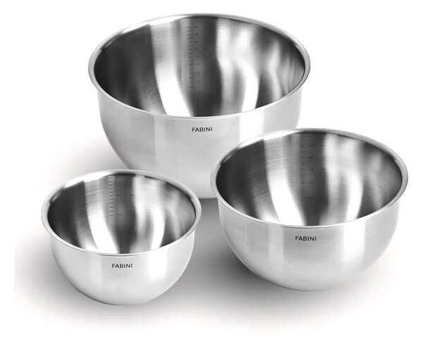Nerezové mísy v sadě 3 ks ve stříbrné barvě ø 24 cm Lucca 3.0 – FABINI