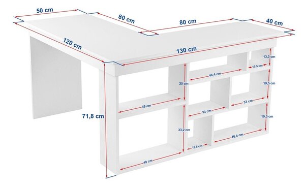 Matný rohový pracovní stůl 120x130 cm Vesper – Kalune Design