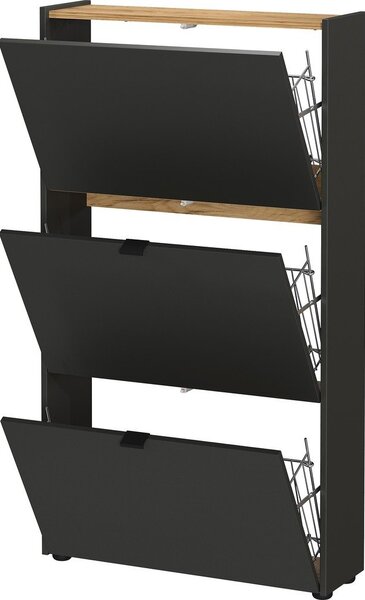 Antracitový výklopný botník 71x127x22 cm Ameca – Germania