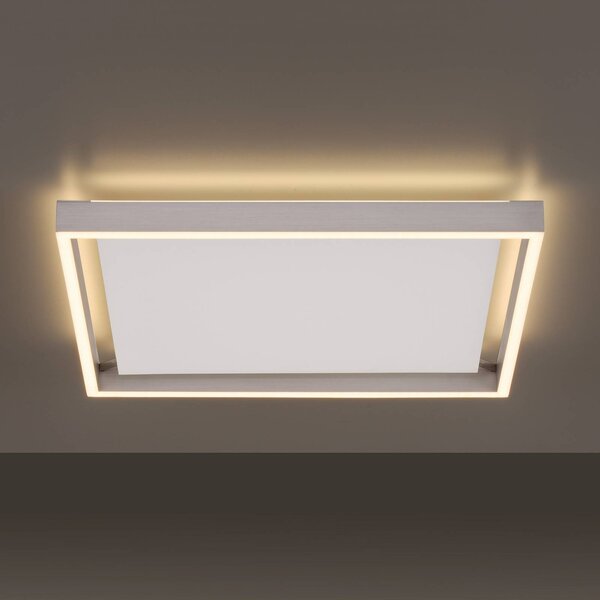 Q-Smart-Home Paul Neuhaus Q-KAAN LED stropní světlo, 45x45cm, stmívatelný, Hliník / šedá / zinek, Obývací pokoj / jídelna, Hliník, Moderní