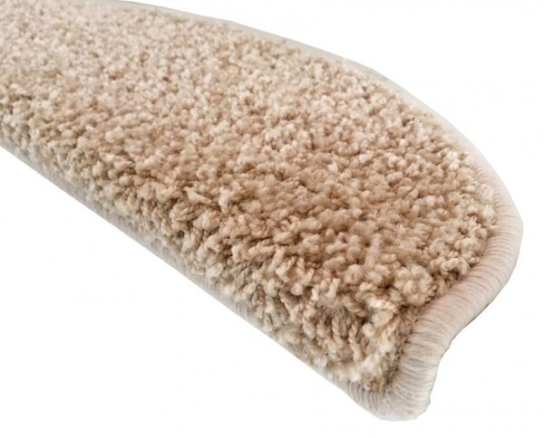 Vopi Nášlapy na schody Color shaggy béžový půlkruh, samolepící - 24x65 půlkruh (rozměr včetně ohybu)
