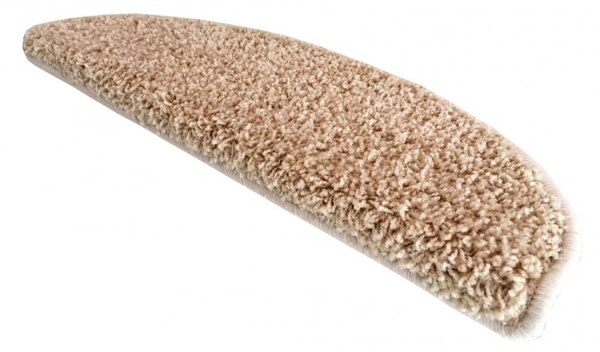 Vopi Nášlapy na schody Color shaggy béžový půlkruh, samolepící - 24x65 půlkruh (rozměr včetně ohybu)