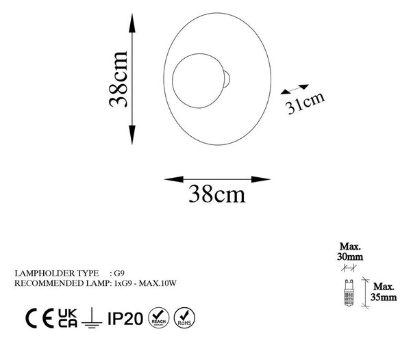 Nástěnné svítidlo v měděné barvě ø 38 cm Kurt – Opviq lights