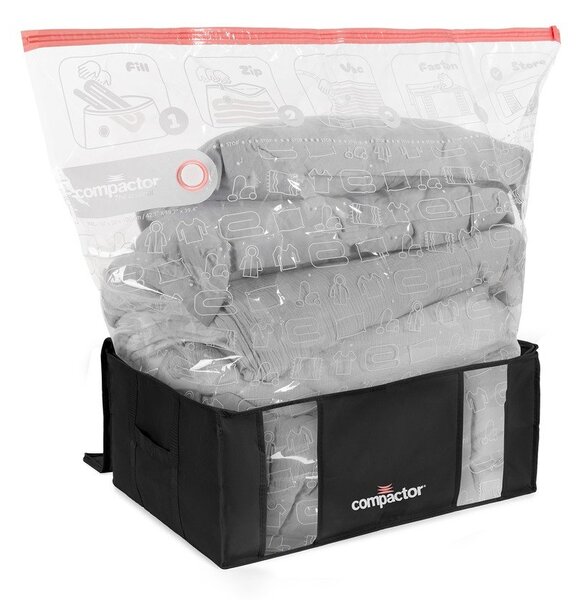Černý úložný box s vakuovým obalem Compactor Black Edition, objem 210 l