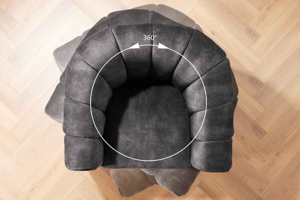 Designové otočné křeslo Kalei tmavě šedý samet