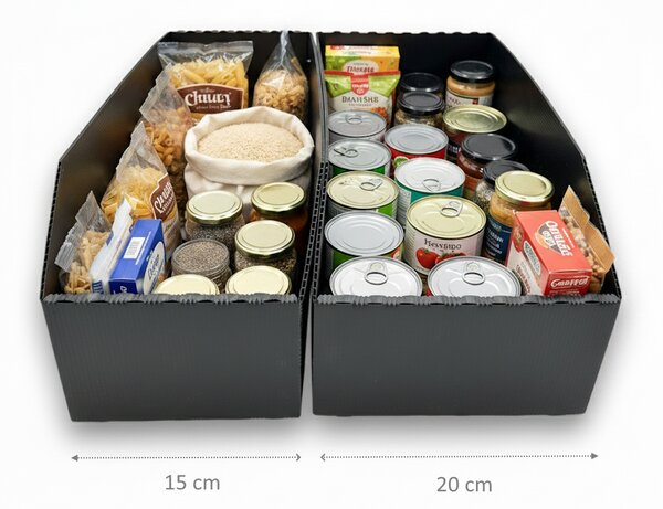Usporadejto.cz Úložný box, plastový 15x50x16cm - do spíže i do skříně KARTONPLAST - ČERNÝ