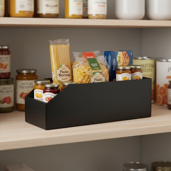 Usporadejto.cz Úložný box, plastový 15x50x16cm - do spíže i do skříně KARTONPLAST - ČERNÝ