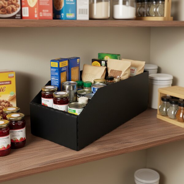 Usporadejto.cz Úložný box, plastový 20x50x16cm - do spíže i do skříně KARTONPLAST - ČERNÝ