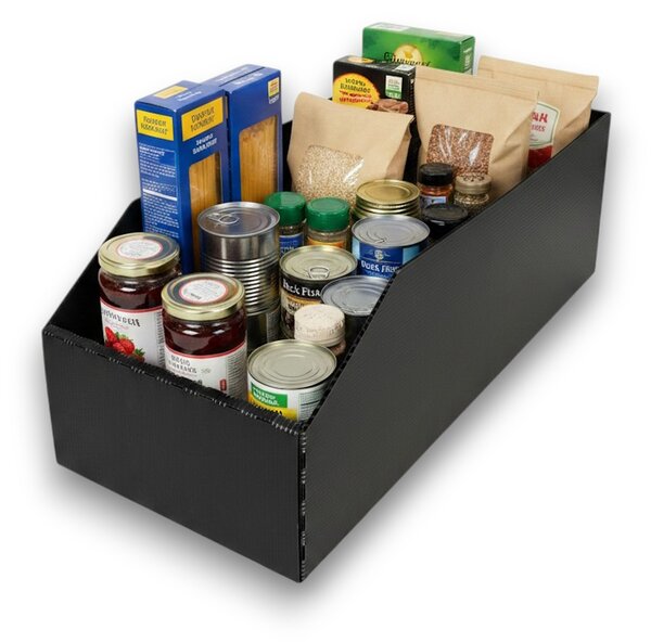 Usporadejto.cz Úložný box, plastový 20x50x16cm - do spíže i do skříně KARTONPLAST - ČERNÝ