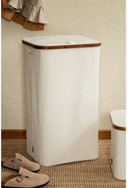 Krémový látkový koš na prádlo Bamboo/Linen – Bigso