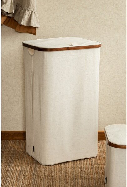Krémový látkový koš na prádlo Bamboo/Linen – Bigso