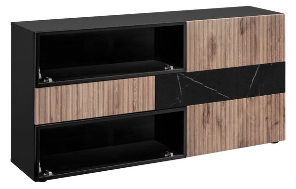 Komoda Carlin ZMWDV CS SB (černá + dub viking + černý mramor)
