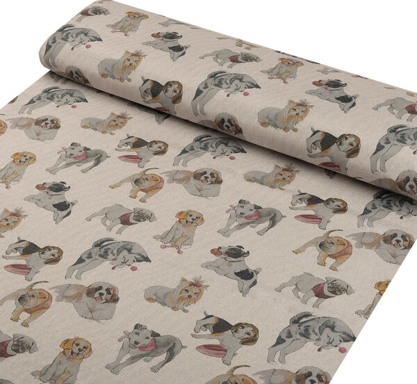 Biante Dekorační oválný ubrus PML-096 Štěňata na hnědobéžovém 50x100 cm