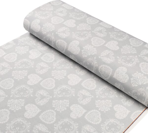 Biante Dekorační oválný ubrus PML-071 Srdce s ornamenty na šedém 100x140 cm