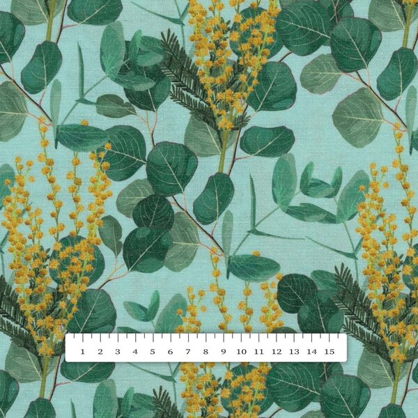 Biante Dekorační povlak na polštář s lemem PML-088 Eukalypty na mátovém 35 x 45 cm