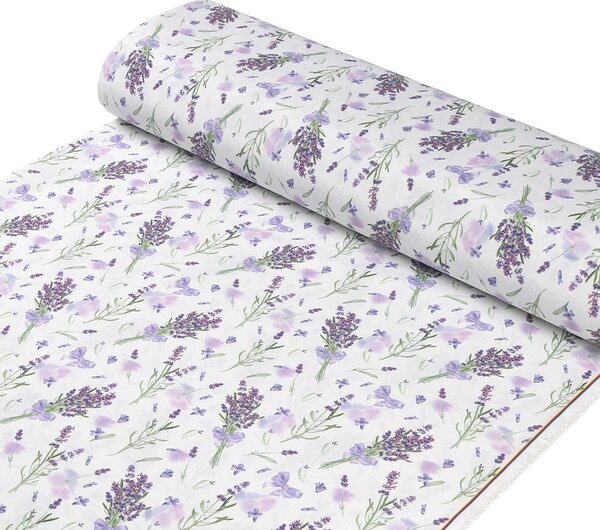 Biante Dekorační kulatý ubrus PML-085 Snítky levandulí na bílém Ø 100 cm