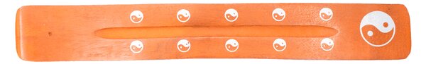 Stojánek na vonné tyčinky - dřevěný oranžový - Jin Jang