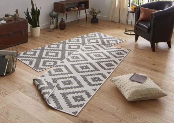 Hanse Home, Kusový koberec Twin-Wendeteppiche 103132 grau creme – na ven i na doma, 80x250, šedá, chodba / předsíň