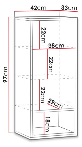 Závěsná skříňka BEND 1 - bílá / dub artisan