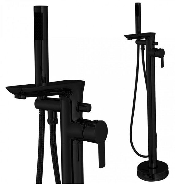 Invena Glamour, volně stojící vanová baterie, černá, INV-BW-02-W04-V