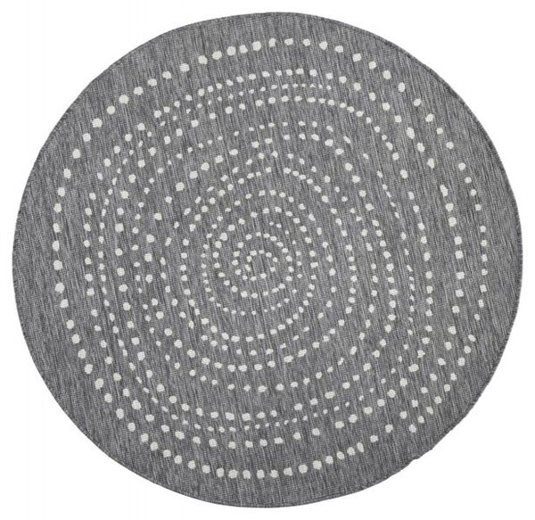 NORTHRUGS - Hanse Home koberce Kusový koberec Twin-Wendeteppiche 103112 grau creme kruh – na ven i na doma - 140x140 (průměr) kruh cm