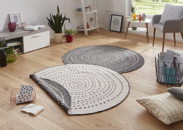 NORTHRUGS - Hanse Home koberce Kusový koberec Twin-Wendeteppiche 103112 grau creme ROZMĚR: 140x140 (průměr) kruh