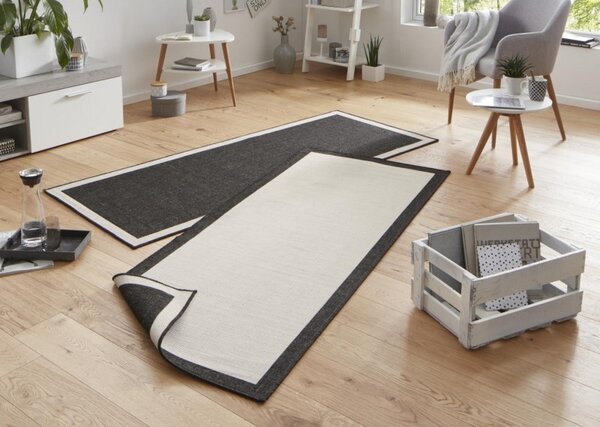 Hanse Home, Kusový koberec Twin-Wendeteppiche 103105 creme schwarz – na ven i na doma, 80x250, černobílá, chodba / předsíň