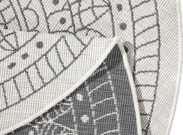 NORTHRUGS Kusový koberec Twin-Wendeteppiche 103143 creme grau kruh – na ven i na doma - 140x140 (průměr) kruh cm
