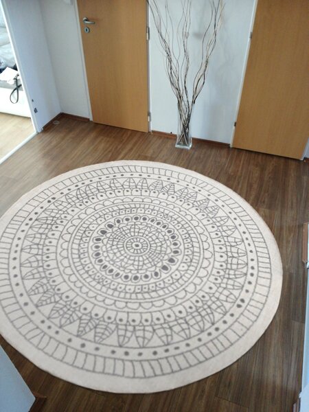 NORTHRUGS Kusový koberec Twin-Wendeteppiche 103143 creme grau kruh – na ven i na doma - 140x140 (průměr) kruh cm