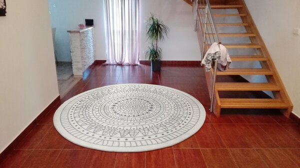 NORTHRUGS Kusový koberec Twin-Wendeteppiche 103143 creme grau kruh – na ven i na doma - 140x140 (průměr) kruh cm