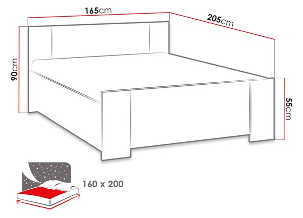 - Manželská postel 160x200 CORTLAND - dub artisan