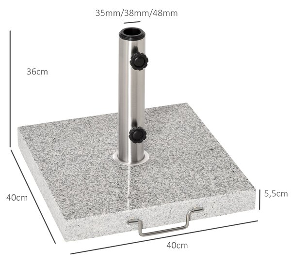 Outsunny Stojan na slunečníky z nerezové oceli se rukojetí, polokulový držák slunečníků, zátěž pro slunečníky Ø3.8-Ø4.8 cm, pro balkon, terasu, zahrad