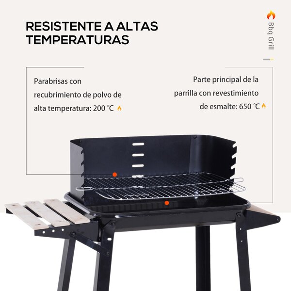 Outsunny Uhlíkový Gril BBQ na Pikniky a Otevřený Oheň 83x46x87 cm | Aosom