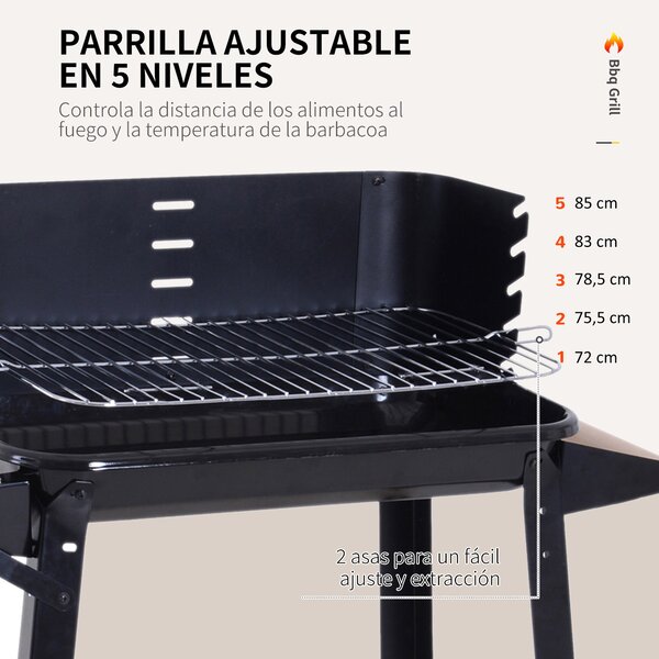 Outsunny Uhlíkový Gril BBQ na Pikniky a Otevřený Oheň 83x46x87 cm | Aosom