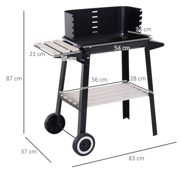 Outsunny Uhlíkový Gril BBQ na Pikniky a Otevřený Oheň 83x46x87 cm | Aosom