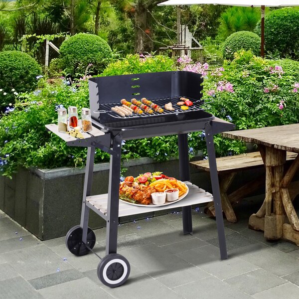 Outsunny Uhlíkový Gril BBQ na Pikniky a Otevřený Oheň 83x46x87 cm | Aosom