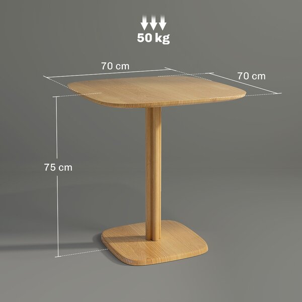 HOMCOM Jídelní stůl pro 4 osoby moderní styl, kuchyňský stůl s dřevěným povrchem, 70 x 70 cm, přírodní dřevo | Aosom