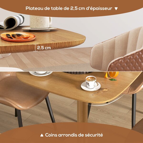 HOMCOM Jídelní stůl pro 4 osoby moderní styl, kuchyňský stůl s dřevěným povrchem, 70 x 70 cm, přírodní dřevo | Aosom