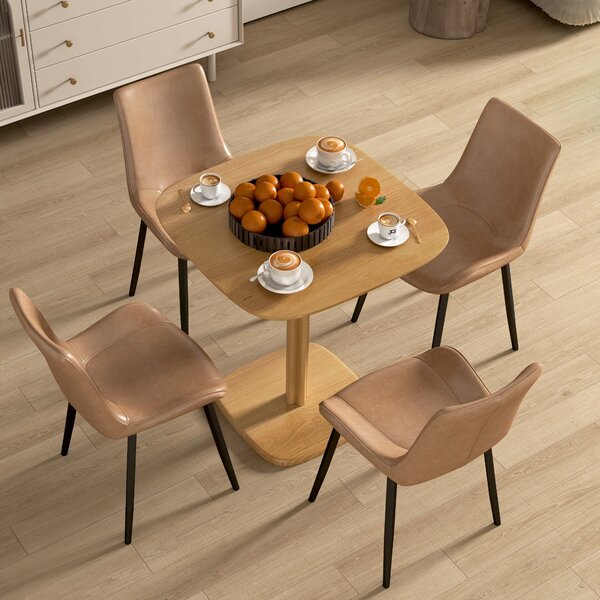 HOMCOM Jídelní stůl pro 4 osoby moderní styl, kuchyňský stůl s dřevěným povrchem, 70 x 70 cm, přírodní dřevo | Aosom